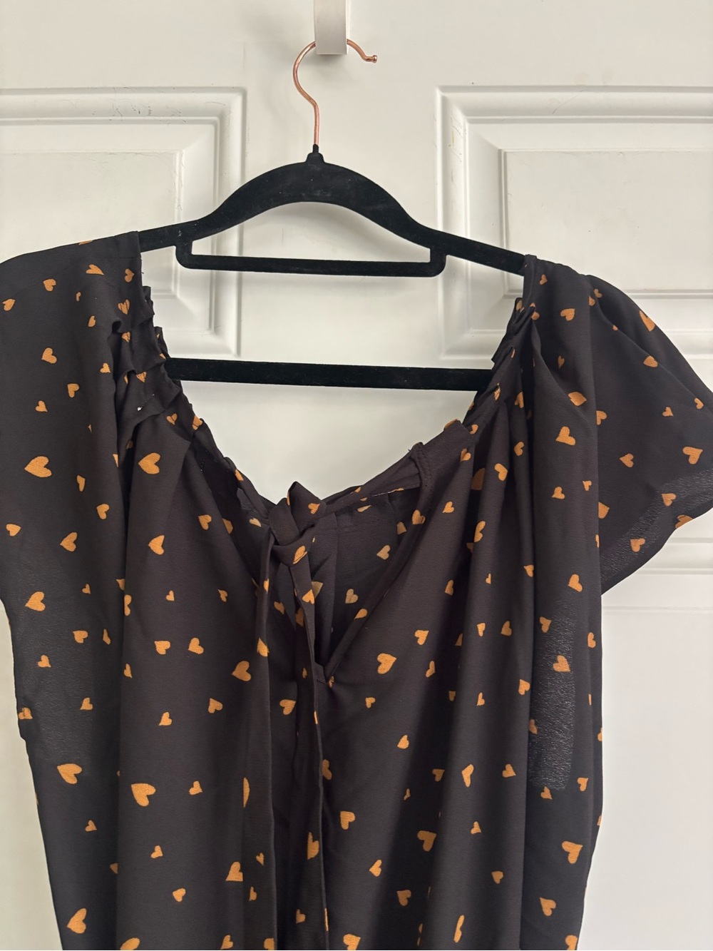 NWT Lauren Conrad Black Dress w/Gold Heart Print Tie-Waist Midi Dress, Size 2X - Picture 7 of 13